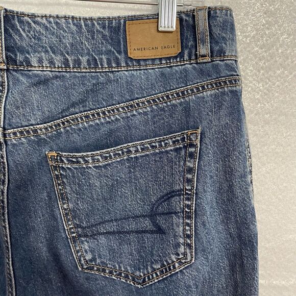 American Eagle Jeans Size 8 Blue Medium Wash Denim RELAXED MOM Soft Lightweight - Picture 6 of 12